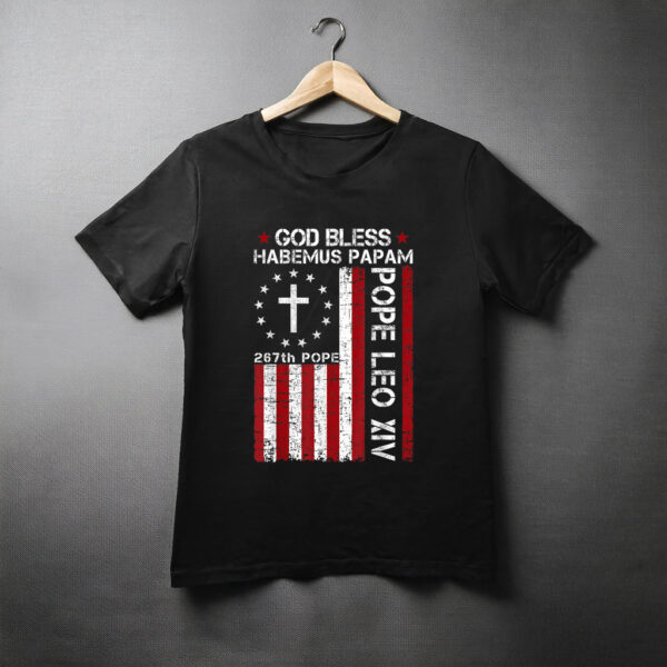 Habemus Papam God Bless 267th Pope Leo XIV USA American Flag T-Shirt