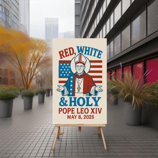 Pope Leo XIV Digital Art Print – Catholic Wall Art Classic Poster