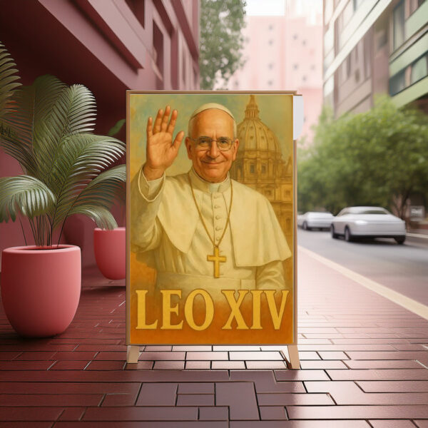 Pope Leo XIV Digital Art Print – Catholic Wall Art poster