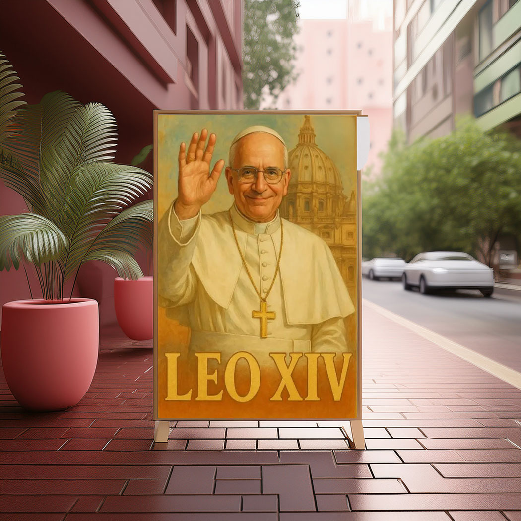 Pope Leo XIV Digital Art Print – Catholic Wall Art poster