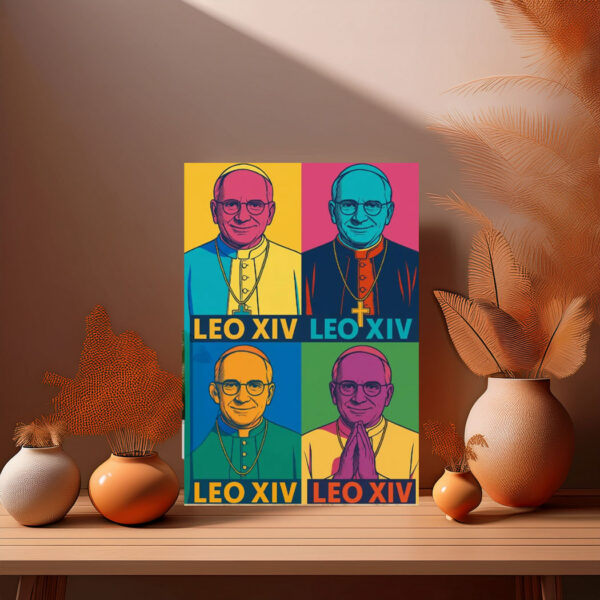 Pope Leo XIV Pop Art Poster – Catholic Digital Wall Art