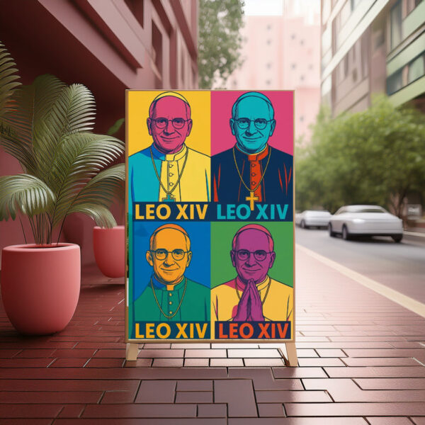 Pope Leo XIV Pop Art Poster – Catholic Digital Wall Art