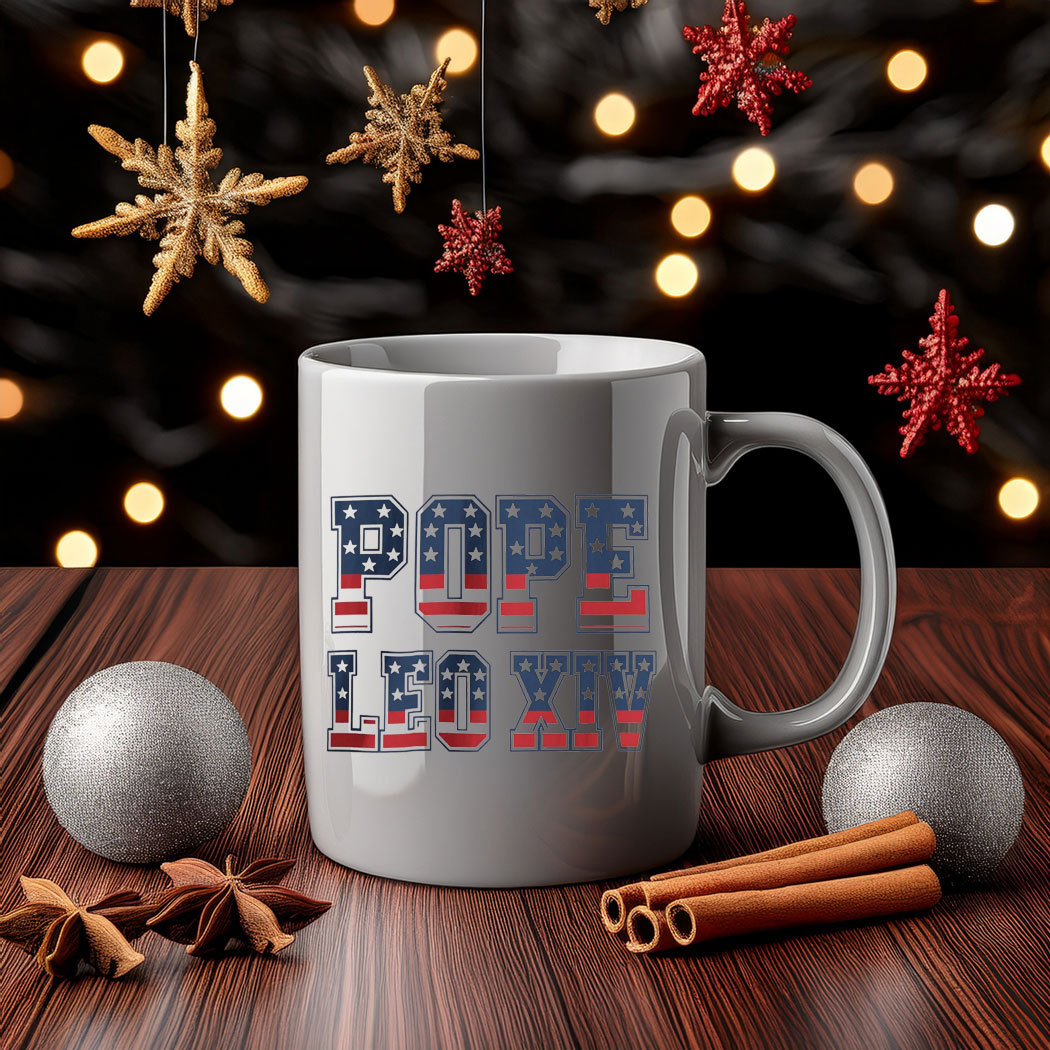 Pope Leo XIV USA Flag Mug
