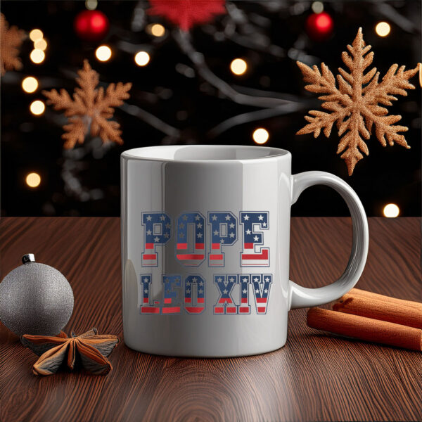 Pope Leo XIV USA Flag Mug