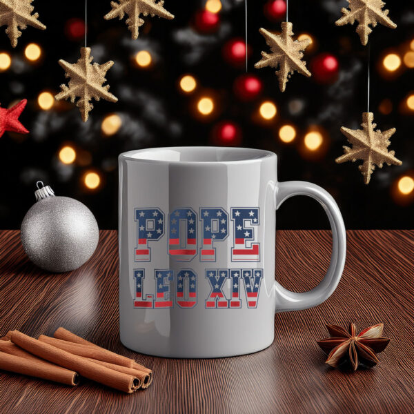 Pope Leo XIV USA Flag Mug