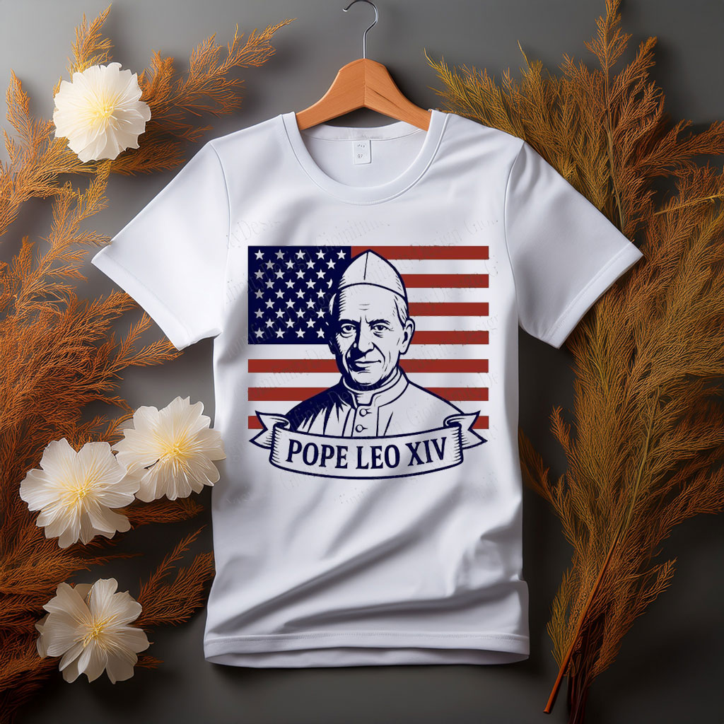 Pope Leo XIV USA Flag T-Shirt