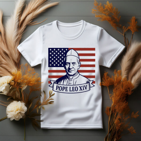Pope Leo XIV USA Flag T-Shirt