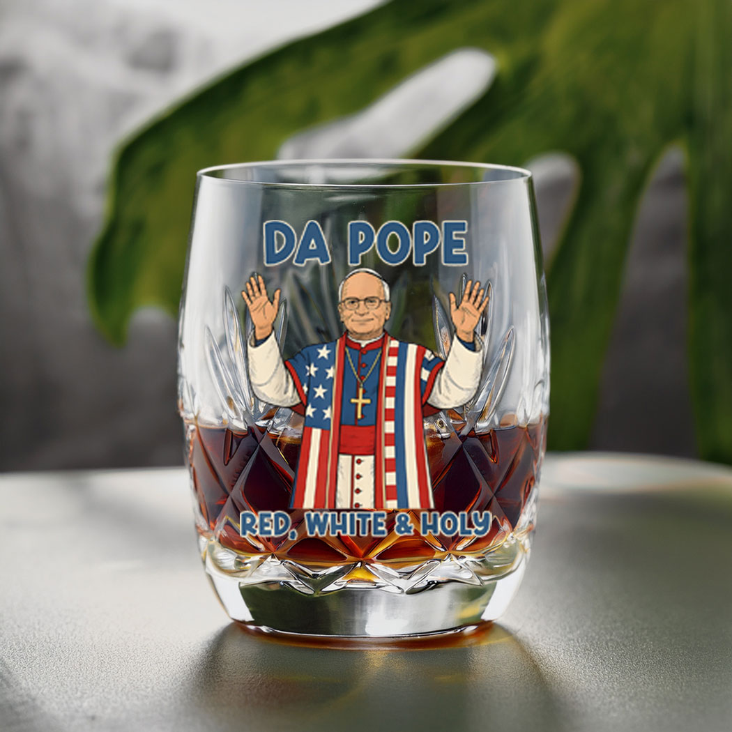 Red White Holy Da Pope From America Chicago Pope Leo XIV Whiskey Glass