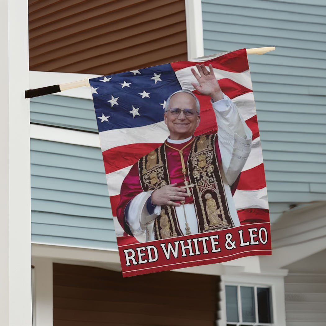 Red White and Leo Flag - Pope Leo XIV Catholic Flag