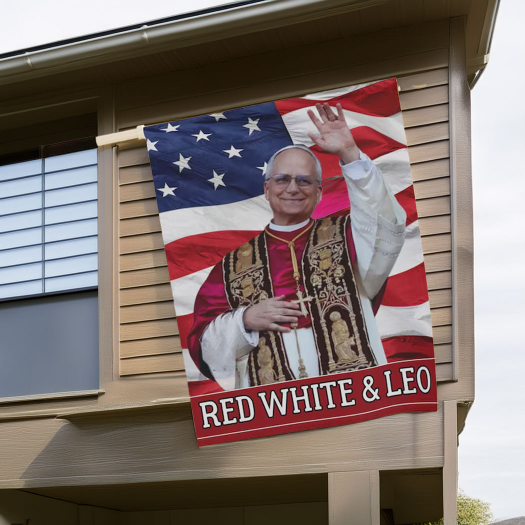 Red White and Leo Flag - Pope Leo XIV Catholic Flag